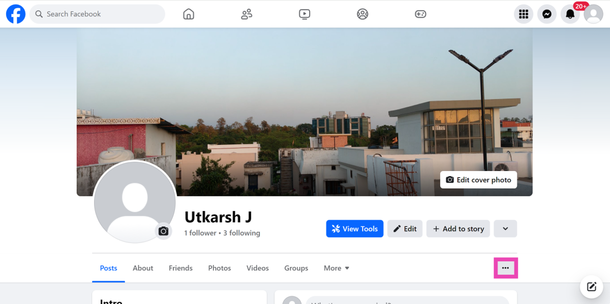 Step 2: Hit the ellipses next to the tabs on your profile. Top 2 ways to make your Facebook profile private (Phone and PC)
