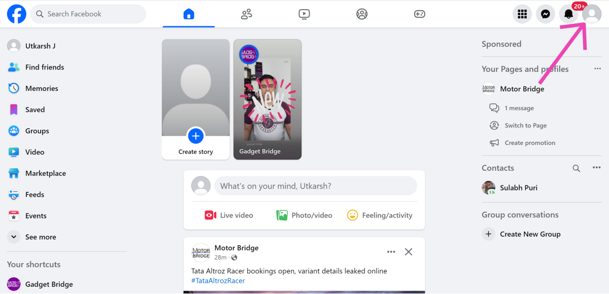Step 2: Click on your profile picture at the top right corner of the screen.