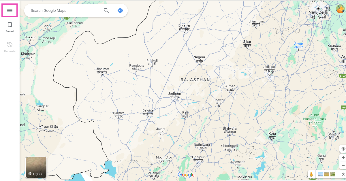 Step 2: Hit the hamburger menu at the top left corner of the screen and select Your data in Maps.