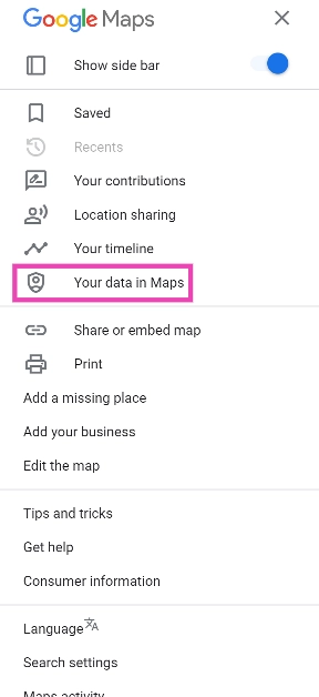 Step 3: Scroll down and select Download your Maps data.