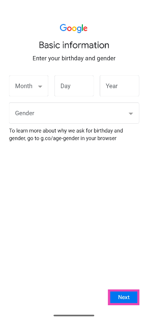 Step 6: Enter your birth date and gender. Hit Next. How to create a Gmail account without using a phone number (2024)
