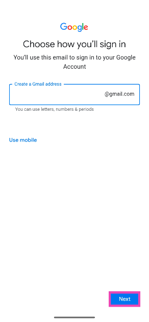 Step 7: Create a password and hit Next. How to create a Gmail account without using a phone number (2024)