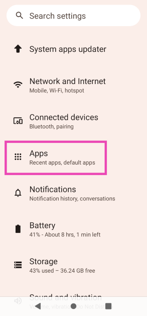 Step 1: Go to Settings and select Apps.