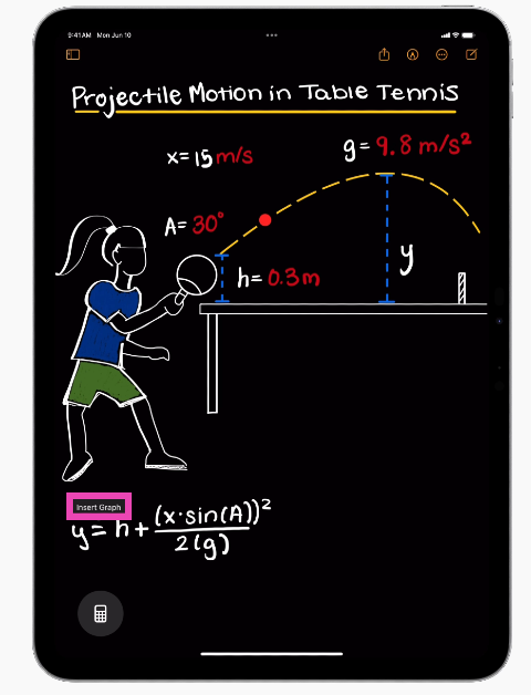Step 7: Tap on the equation and select the Insert Graph popup to view its graph. How to use Math Notes on the new Calculator app for iPad?