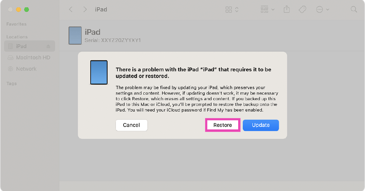 Step 6: Hit Restore.