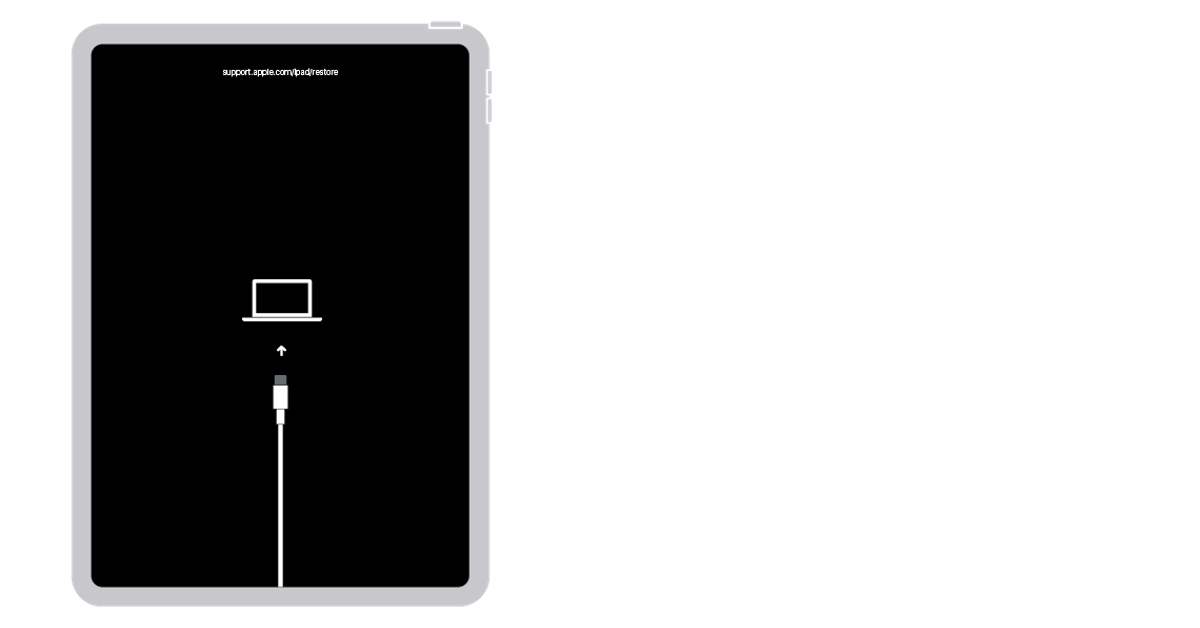 Step 4: Release the top button once the recovery mode screen appears on your iPad. If you see the passcode screen, turn off your iPad and try again.