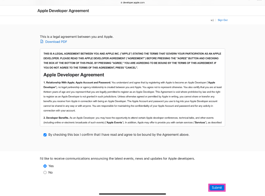 Step 4: Accept the T&C and hit Submit.
