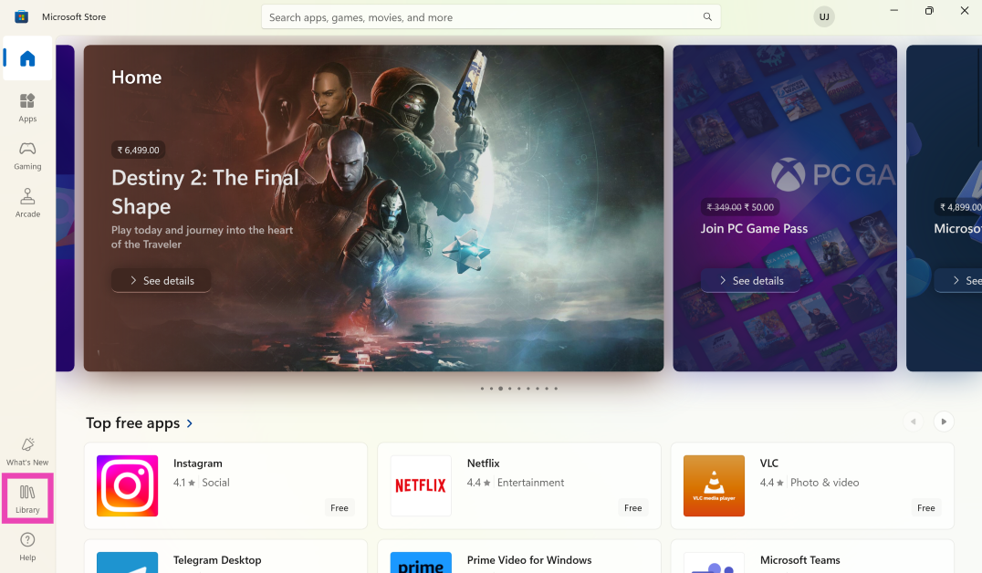 Step 2: Switch to the Library tab.