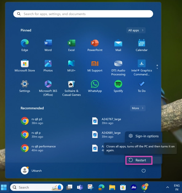 Step 3: Select Restart.