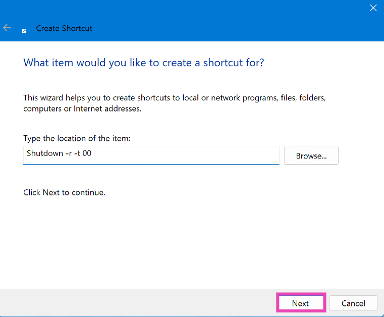 Step 2: Enter Shutdown -r -t 00 in the location field. Top 8 Ways to Hard Reboot or Restart a Windows PC or Laptop? (2024)