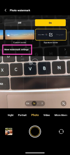 Step 4: Tap on More watermark settings.