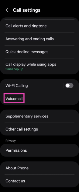 Step 3: Select Voicemail.