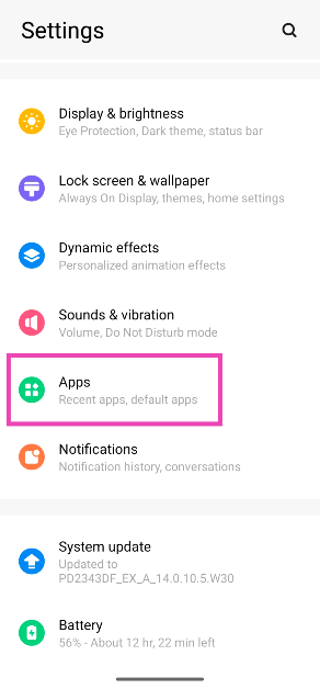 Step 1: Go to Settings and select Apps.