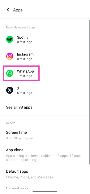 Step 2: Select WhatsApp.
