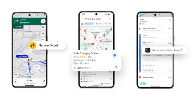 In India, Google Maps has added new features to improve navigation and exploring experiences, making them more sustainable and effective. These elements are designed to meet the nation's specific navigational requirements. Among these is a specially designed AI approach for navigating small streets, preparing for upcoming flyovers, and finding EV charging stations. In addition, the Google Maps app now allows users to order metro tickets, and reporting road incidents has become easier. Real-time road disruptions can now be seen on the map by the largest community of map contributors thanks to the upgrade.