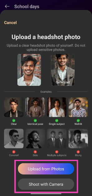 Step 7: Upload a picture of yourself based on the template guidelines.