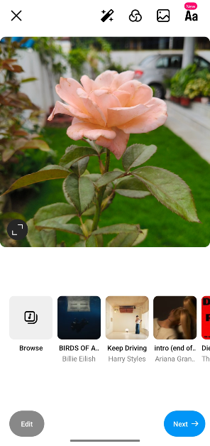 Step 1: Launch a social media app like Instagram and select the image you want to upload.