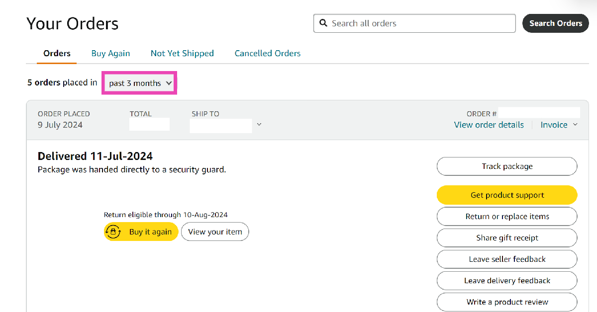 Step 3: Hit the dropdown menu next to ‘x orders delivered in’.