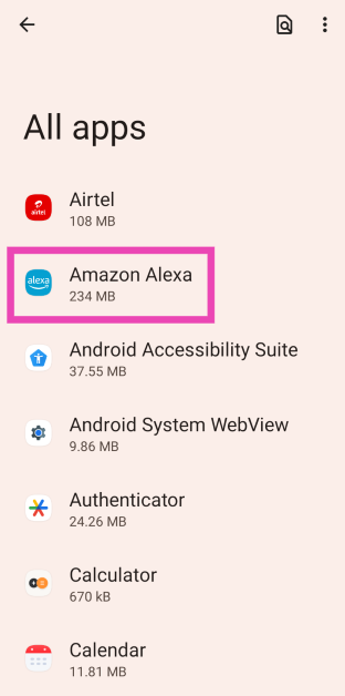 Step 2: Tap on Amazon Alexa.