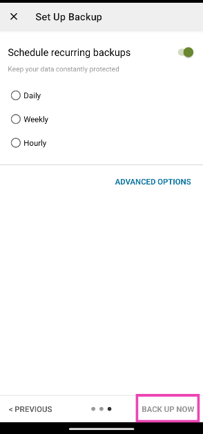 Step 9: Choose a backup frequency. To create an instant backup, tap Back Up Now. How to back up text messages and SMS on your Android phone