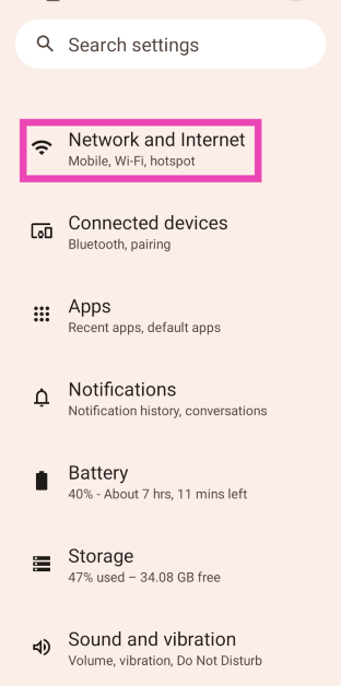 Step 1: Go to Settings and select Network and Internet. Top 3 ways to clear or flush DNS cache on an Android phone (2024)
