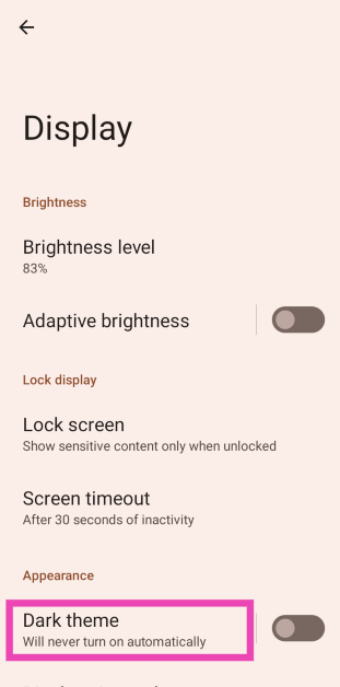Step 2: Tap on Dark Theme.