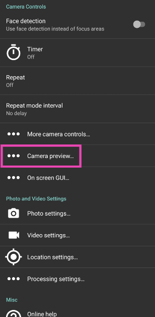 Step 3: Tap on Camera preview.