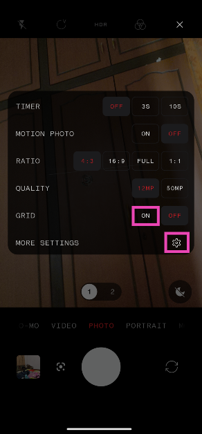 Step 3: Hit the On option next to Grid.