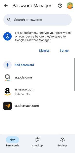 Step 3: Select the account or service for which you want to share the password.
