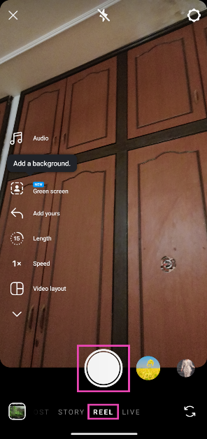 Step 2: Switch to the Reel tab and record a Reel.