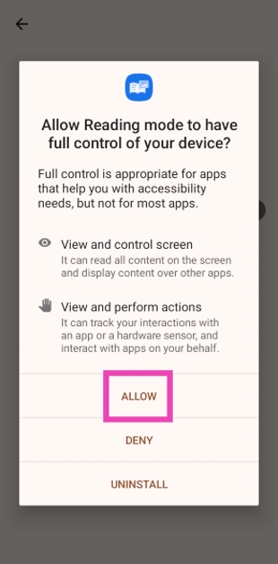 Step 5: Allow the app the necessary permissions.