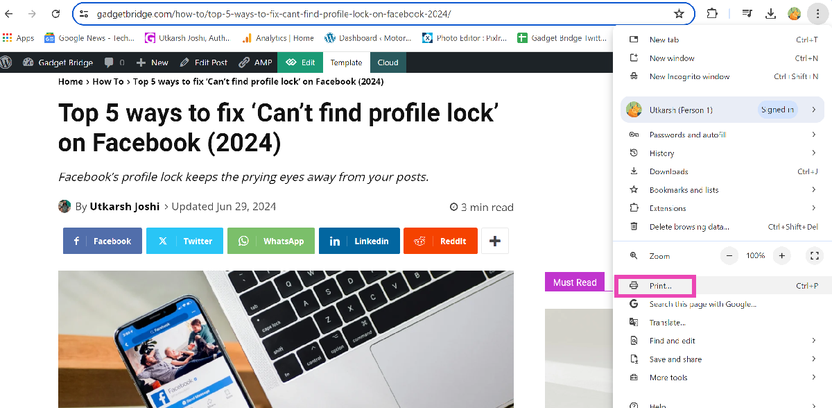 Step 2: Hit the ellipses and select Print. Top 3 ways to take a scrolling screenshot on a Windows 10/11 PC (2024)