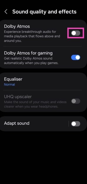 Step 3: Turn on the toggle switches for Dolby Atmos and Dolby Atmos for gaming.