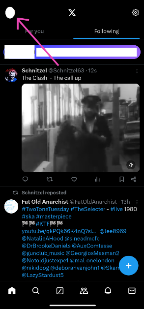 Step 2: Hit the profile picture icon on the top left corner of the screen.