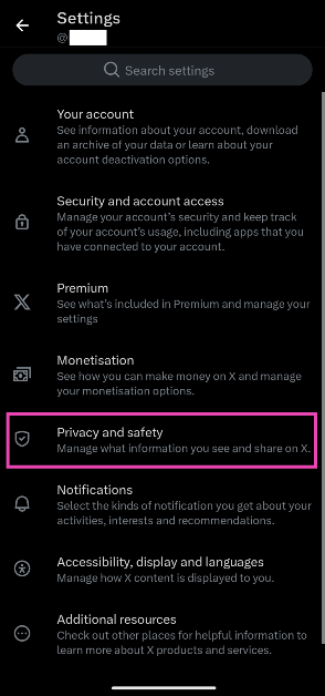 Step 4: Tap on Privacy and safety.