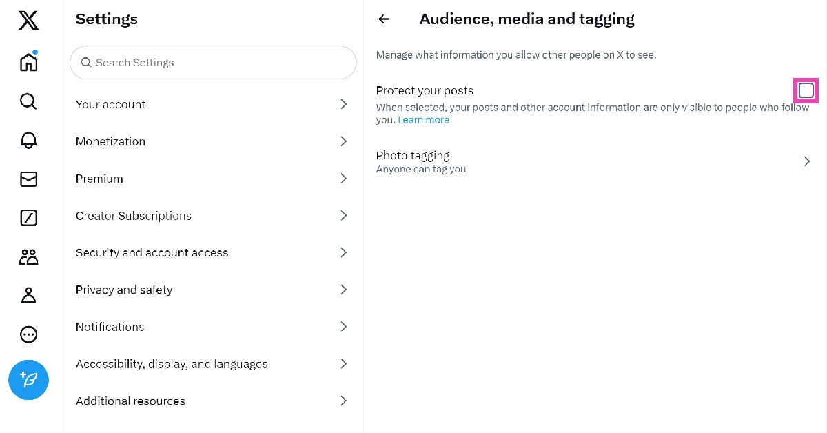 Step 5: Click on Audience, media, and tagging. Top 2 Ways to Make Your X Account (Formerly Twitter) Private