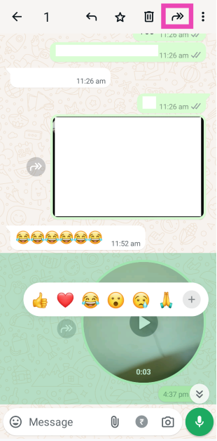 Step 4: Once the video note has been sent, long-press it in the chat.