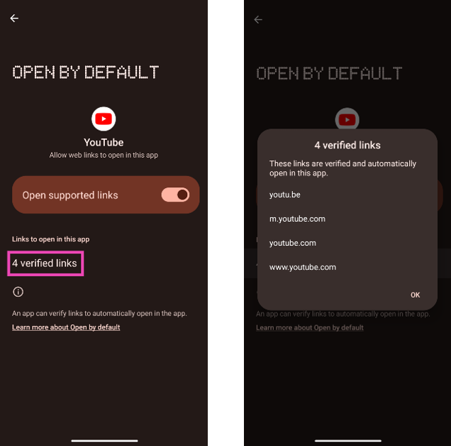Step 4: Tap on verified links and make sure they contain the shortened (youtu.be) as well as mobile (m.youtube.com) links. 6 ways to fix ‘YouTube links not opening in WhatsApp' (2024)