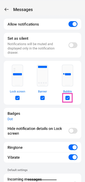 Step 4: Uncheck the box below Bubble. 2 Methods to Disable Floating Notification Bubbles on Android