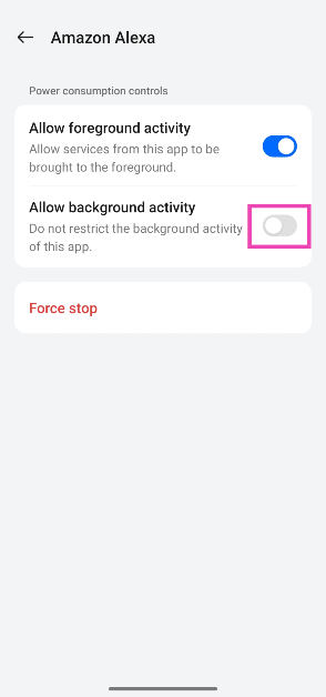 Step 4: Turn off the toggle switch next to Allow background activity.