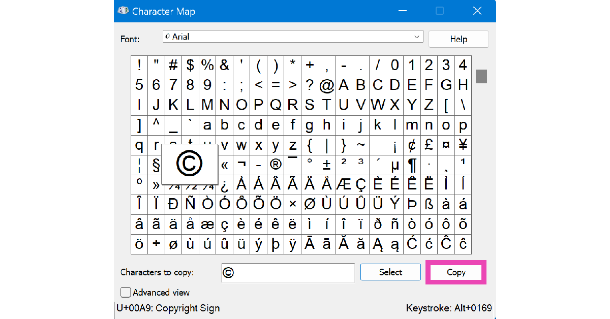 Step 5: Hit Copy. 5 Ways to Type the Copyright and Trademark Symbols on Your PC and Mac