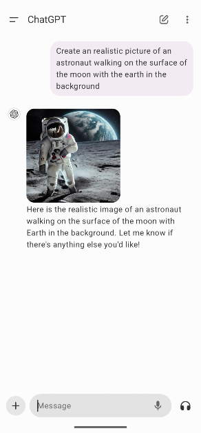 Step 3: Enter an image prompt in the box and hit Send.
