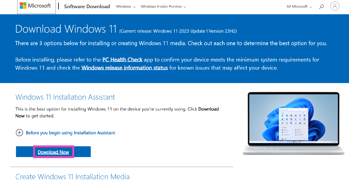 Step 6: Go to the official Windows 11 download page and download its ISO file for x64 devices.