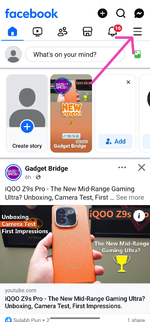 Step 2: Hit the hamburger menu icon at the top right corner of the screen.