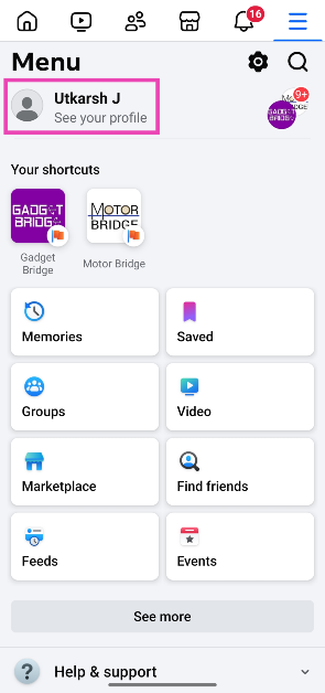 Step 3: Tap on your profile name.