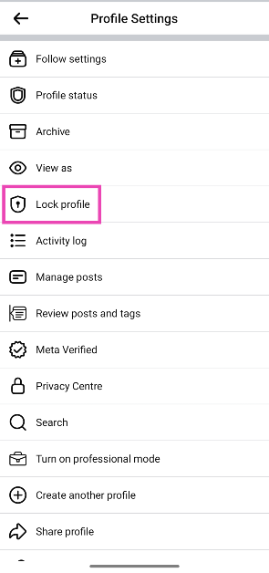 Step 5: Tap on Lock profile.