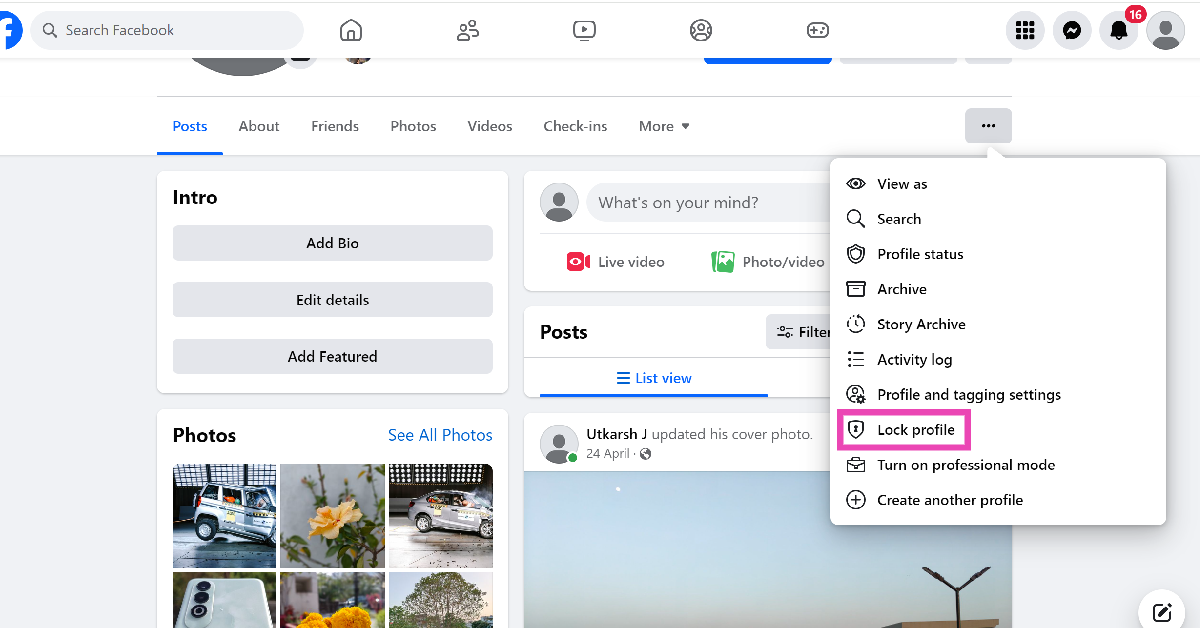 Step 4: Click on Lock profile. Top 2 ways to make your Facebook profile private (Phone and PC)