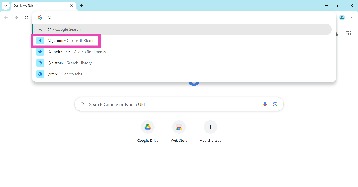 Step 3: Type @ and select Chat with Gemini.