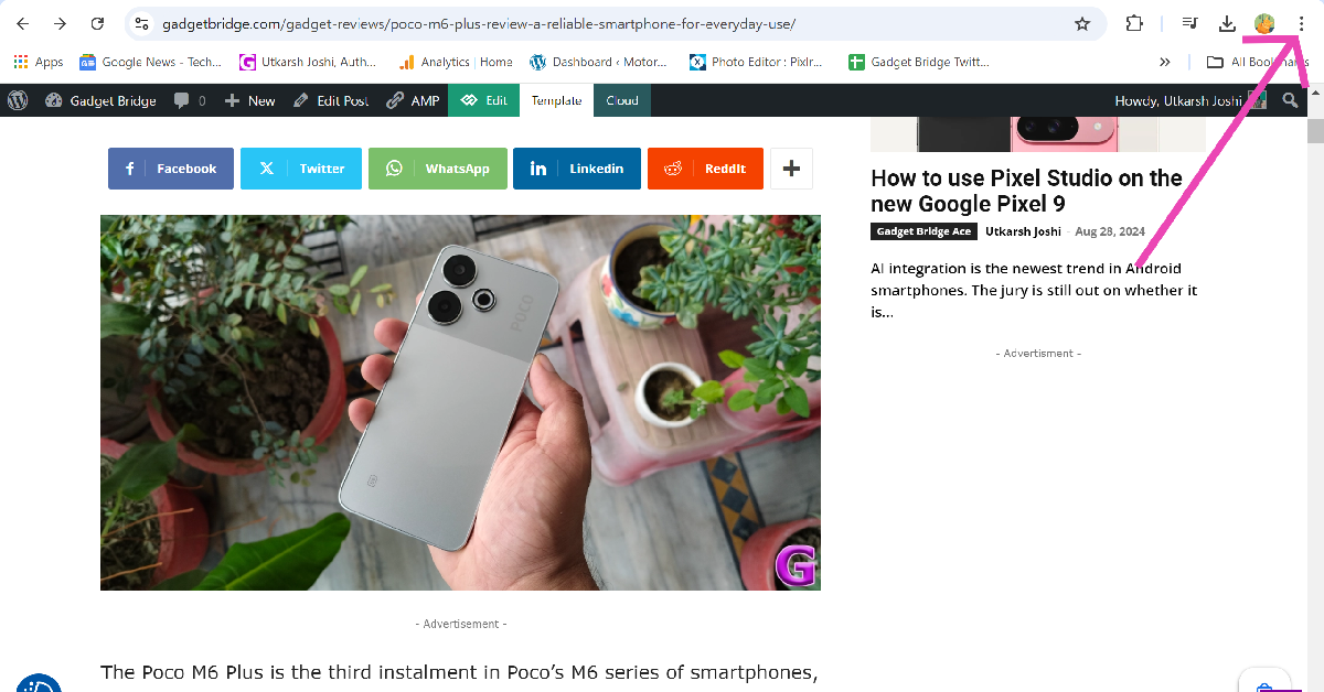 Step 2: Click the ellipses at the top right corner of the screen.