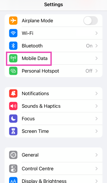 Step 1: Go to Settings and select Mobile Data. 7 Ways to Fix iPhone Personal Hotspot That's Not Working (2024)